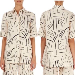 Victoria Beckham Cream and Black Abstract Blouse